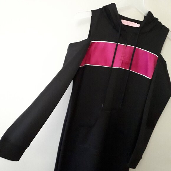 EUC Juna & Hope black and purple cold shoulder accent track dress with hood, S - Picture 9 of 9